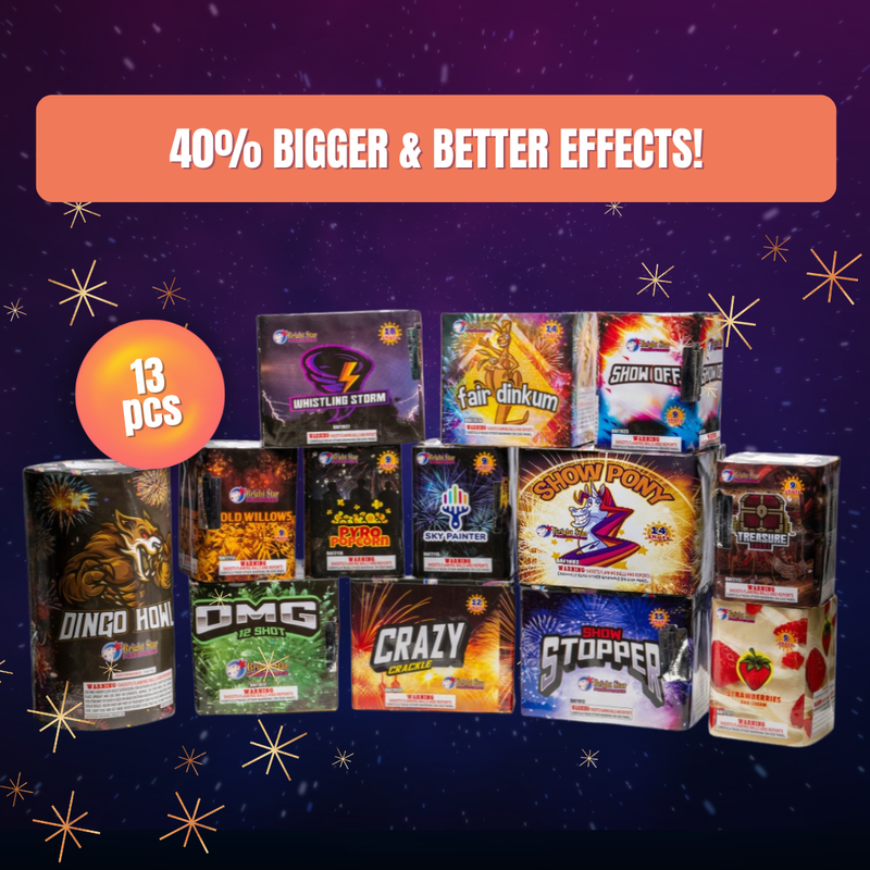 Pro Pack Ultimate Fireworks | 13pc Cracker Night Multi-Shots Tasmania