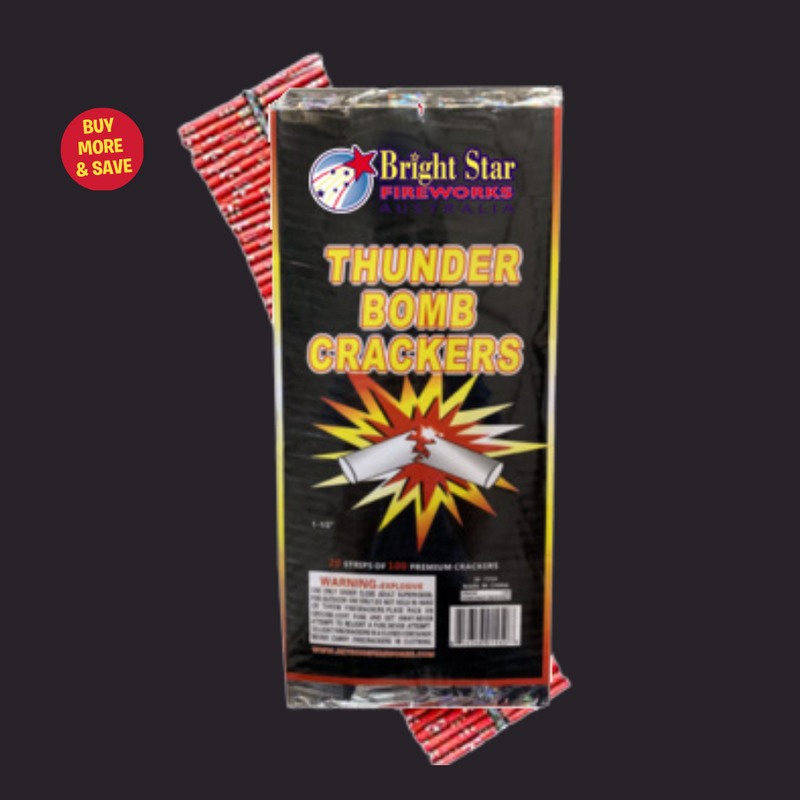 Thunder Bomb Crackers, 20 Strips, 100 crackers